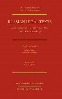 Hardcover Russian Legal Texts: The Foundation of a Rule of Law State Book