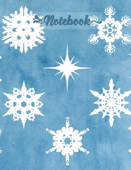 Notebook: Winter Snowflakes Blue Watercolor - College Ruled, Medium Ruled Paper, Large Size to Meet Your Needs