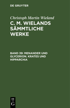 Hardcover Menander Und Glycerion. Krates Und Hipparchia [German] Book