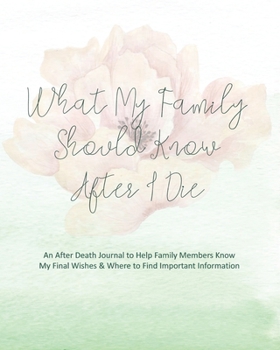 Paperback What My Family Should Know After I Die: An After Death Journal to Help Family Members Know My Final Wishes & Where to Find Important Information Book