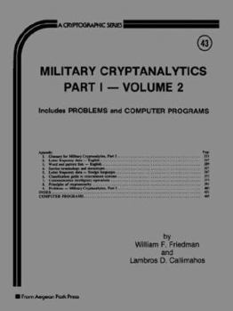 Paperback Military Cryptanalytics, Part I, Volume 2 Book