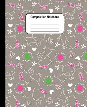 Paperback Composition Notebook - Hand Drawn Female Cat: College Ruled Blank Lined Cute Notebooks for Girls Women Teens Kids School Writing Notes Journal (7.5 x Book