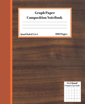 Paperback Graph Composition Notebook 5 Squares per inch 5x5 Quad Ruled 5 to 1 100 Sheets: Cute Funny Brown Wood Gift Notepad / Grid Squared Paper Back To School Book