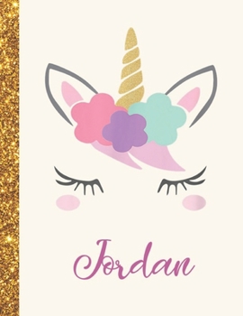 Jordan: Jordan Unicorn Personalized Black Paper SketchBook for Girls and Kids to Drawing and Sketching Doodle Taking Note Marble Size 8.5 x 11