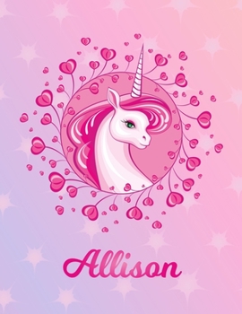 Paperback Allison: Unicorn Sheet Music Note Manuscript Notebook Paper - Magical Horse Personalized Letter B Initial Custom First Name Cov Book