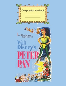 Composition Notebook: Disney Peter Pan Tinkerbell Happy Holidays Graphic Cute Theme Marble Size Notebook Composition Blank Pages Rule Lined for Girls ... of 8.5x11 for Drawing Sketching Doodling