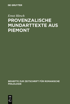 Hardcover Provenzalische Mundarttexte aus Piemont [German] Book