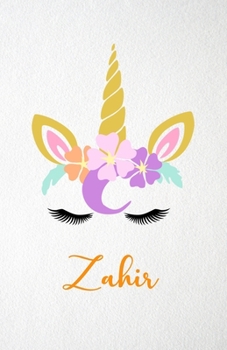 Paperback Zahir A5 Lined Notebook 110 Pages: Funny Blank Journal For Lovely Magical Unicorn Face Dream Family First Name Middle Last Surname. Unique Student Tea Book
