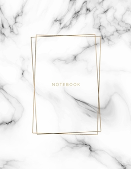 Notebook: Lined Journal - White Marble Cover Design with Gold Detail - 120 Pages, Large (8.5 x 11), Letter Size, Numbered Pages, White Lined Paper
