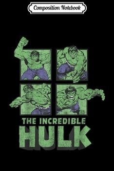 Paperback Composition Notebook: Marvel The Incredible Hulk Action Pose Squares Retro Poster Journal/Notebook Blank Lined Ruled 6x9 100 Pages Book