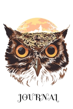 Paperback Journal: Owl on Moon Backdrop, 6" x 9" Journal, 120 lined pages, White Background Book