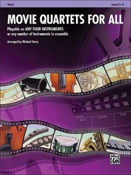 Paperback Movie Quartets for All, Viola, Level 1-4: Viola Book