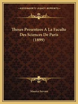 Paperback Theses Presentees A La Faculte Des Sciences De Paris (1899) [French] Book