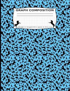 Paperback Graph Composition: Unicorns All Over Pastel Blue Marble 5x5 0.2 inch per square Engineer College Graph Composition Notebook 8.5 by 11 inc Book