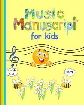 Music Manuscript: Great for kids 8 large staves per page 46 pages