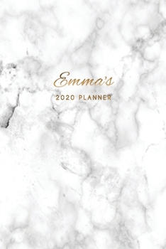 Paperback Emma's 2020 Planner: Weekly + Monthly View Marble + Gold Personalized 6x9 in 2020 Calendar Organizer with Bonus Dotted Grid Pages + Inspira Book