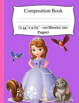 Composition Book: Cute Princess Sofia Notebook, Wide Ruled Composition Book for Kids, Cute Notebooks for School, Wide Ruled Lined Paper. (7.44" X 9.69" - 100 Sheets/ 200 Pages), Purple Composition Not