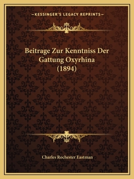 Paperback Beitrage Zur Kenntniss Der Gattung Oxyrhina (1894) [German] Book