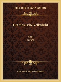 Hardcover Het Maleische Volksdicht: Rede (1904) [Dutch] Book