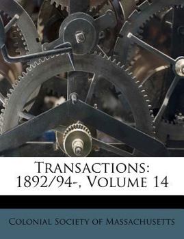 Paperback Transactions: 1892/94-, Volume 14 Book