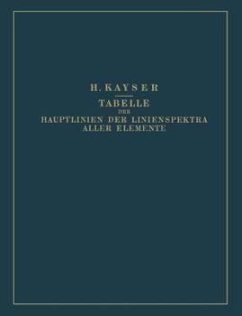 Paperback Tabelle Der Hauptlinien Der Linienspektra Aller Elemente Nach Wellenlänge Geordnet [German] Book