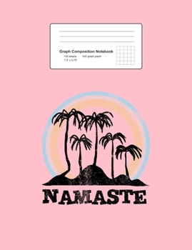 Graph Composition Notebook: Math, Physics, Science Exercise Book - Namaste Palm Trees Beach Yoga Meditation Gym Fitness Gift - Pink 5x5 Graph Paper - Back To School Gift For Kids, Teens, Boys, Girls -
