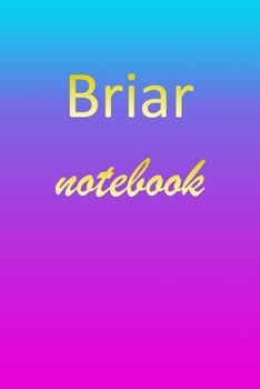 Briar: Blank Notebook | Wide Ruled Lined Paper Notepad | Writing Pad Practice Journal | Custom Personalized First Name Initial B Blue Purple Gold  | ... Homeschool & University Organizer Daybook