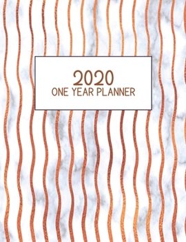 Paperback 2020 One Year Planner: Jan 2020-Dec 2020, 1 Year Planner, pink striped marble digital paper cover, featuring 2020 Overview, daily, weekly, mo Book