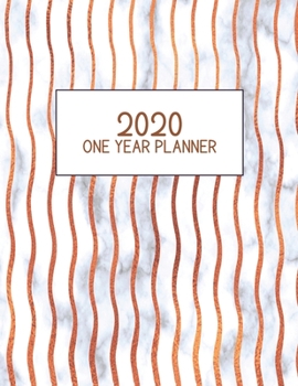 2020 One Year Planner: Jan 2020-Dec 2020, 1 Year Planner, pink striped marble digital paper cover, featuring 2020 Overview, daily, weekly, monthly ... list, reminders, and goals. 8.5" X 11" sized.