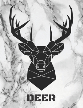 Deer: Large Marble Composition Notebook college ruled 8,5 x 11, Geometrical Animal Head Boho Tribal Journal for Kids, Teens and Adults
