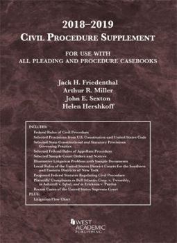Paperback Civil Procedure Supplement, for Use with All Pleading and Procedure Casebooks, 2018-2019 (American Casebook Series) Book