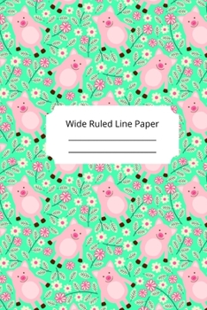Cute Baby Pig Theme Wide Ruled Line Paper