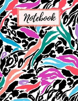 Multi-coloured Animal Print Notebook: Bright colored animal print pattern. Fun stylish illustrated journal with college ruled lined composition interior. Bold graphic design 8.5 x11
