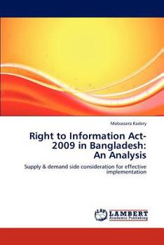 Paperback Right to Information Act-2009 in Bangladesh: An Analysis Book