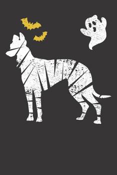Paperback Notebook: Greyhoud Halloween Mumie Bat Ghost Vintage Dot Grid Dotted 6x9 120 Pages Book