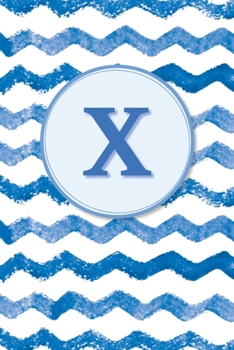 X: Initial Monogram Blank Journal College Rule Lined | 6x9 | Blue Watercolor Stripes (Blue Watercolor Striped Journals)