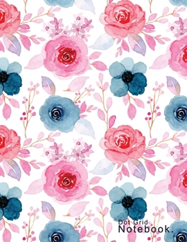Dotted Grid Notebook Floral Cover Roses For Girls Or a Gift For MoM: Dot Grid Notebook Large A4 (8.5” x 11”), 100 Pages