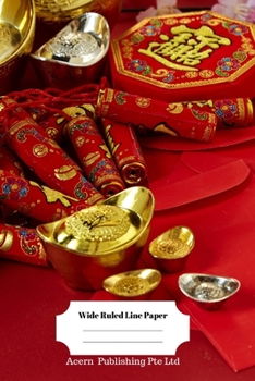 Paperback Chinese New Year Theme Wide Ruled Line Paper Book