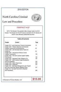 Paperback North Carolina Criminal Law and Procedure-Pamphlet 87: North Carolina Criminal Law and Procedure-Pamphlet 87 Book