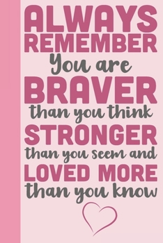 Paperback Always Remember You Are Braver Than You Think Stronger: Breast Cancer Notebook Journal, Pink Journal Notebook for Breast Cancer Survivors, Fighters, a Book