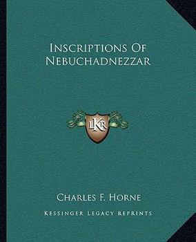 Paperback Inscriptions Of Nebuchadnezzar Book