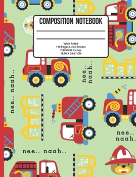 Composition Notebook Wide Ruled: Firefighter 110 Pages
