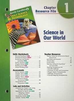 Paperback North Carolina Holt Science & Technology Chapter 1 Resource File: Science in Our World: Grade 6 Book