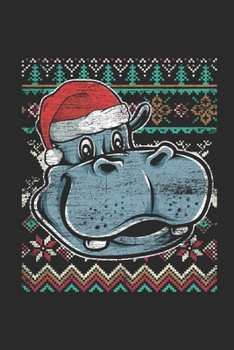 Paperback Christmas Sweater - Hippo: Dotted Bullet Grid Notebook - Journal for Ugly Christmas Gift And New Year Gift Idea Book