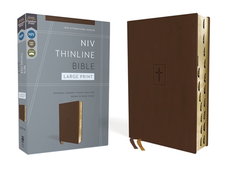 Imitation Leather Niv, Thinline Bible, Large Print, Leathersoft, Brown, Red Letter, Thumb Indexed, Comfort Print Book