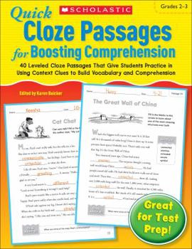 Paperback Quick Cloze Passages for Boosting Comprehension, Grades 2-3 Book
