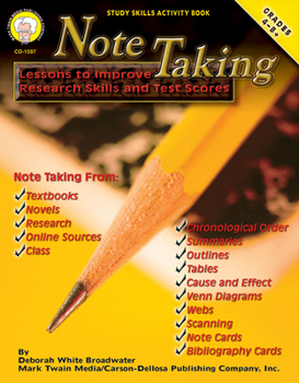 Paperback Note Taking, Grades 4 - 8: Lessons to Improve Research Skills and Test Scores Book