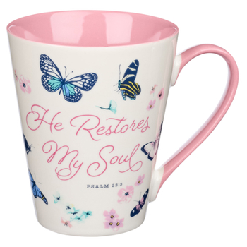 Unknown Binding Mug Ceramic He Restores My Soul Psalm 23 Book