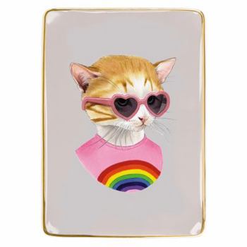 Misc. Berkley Bestiary Rainbow Kitten Medium Porcelain Tray Book