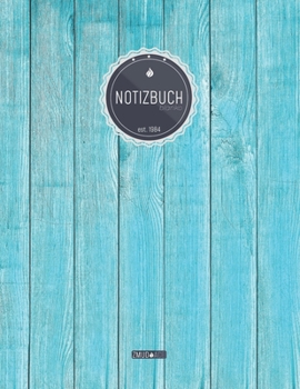 ZMUDACE Notizbuch Blanko: in DIN A4 Softcover | "ZB075 Türkis Holz Latten" |156 leere Seiten mit persönlichem Register + Seitenzahlen | Zeichenbuch, ... zum Selbstgestalten (German Edition)